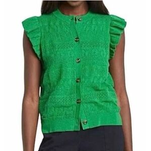 Who What Wear bright green ruffled light cardigan top sleeveless sz 2X